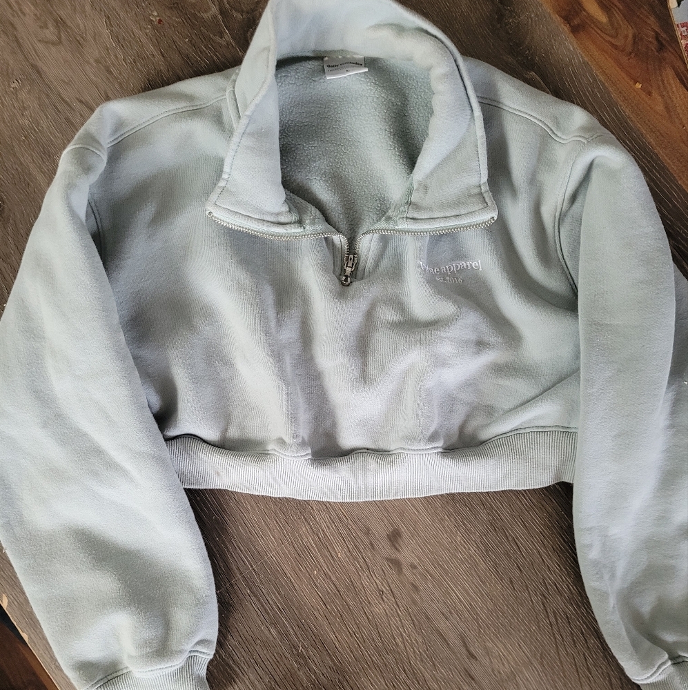 Sage Green Quarter-Zip Sweatshirt